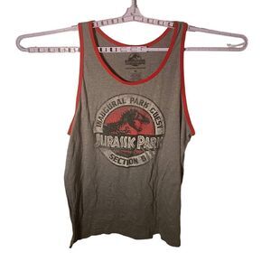 Jurassic World Tank‎ Top Men Size XL Gray Graphic Printed Scope Neck Sleeveless